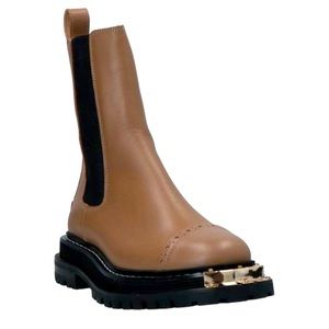 Sandro beige ankle boots with notched sole